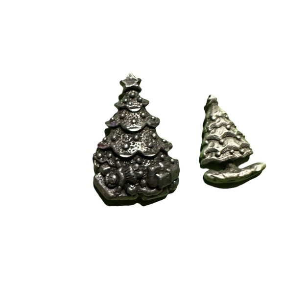 Vintage Metal Christmas Tree Brooch Pins Holiday Set - Picture 2 of 8
